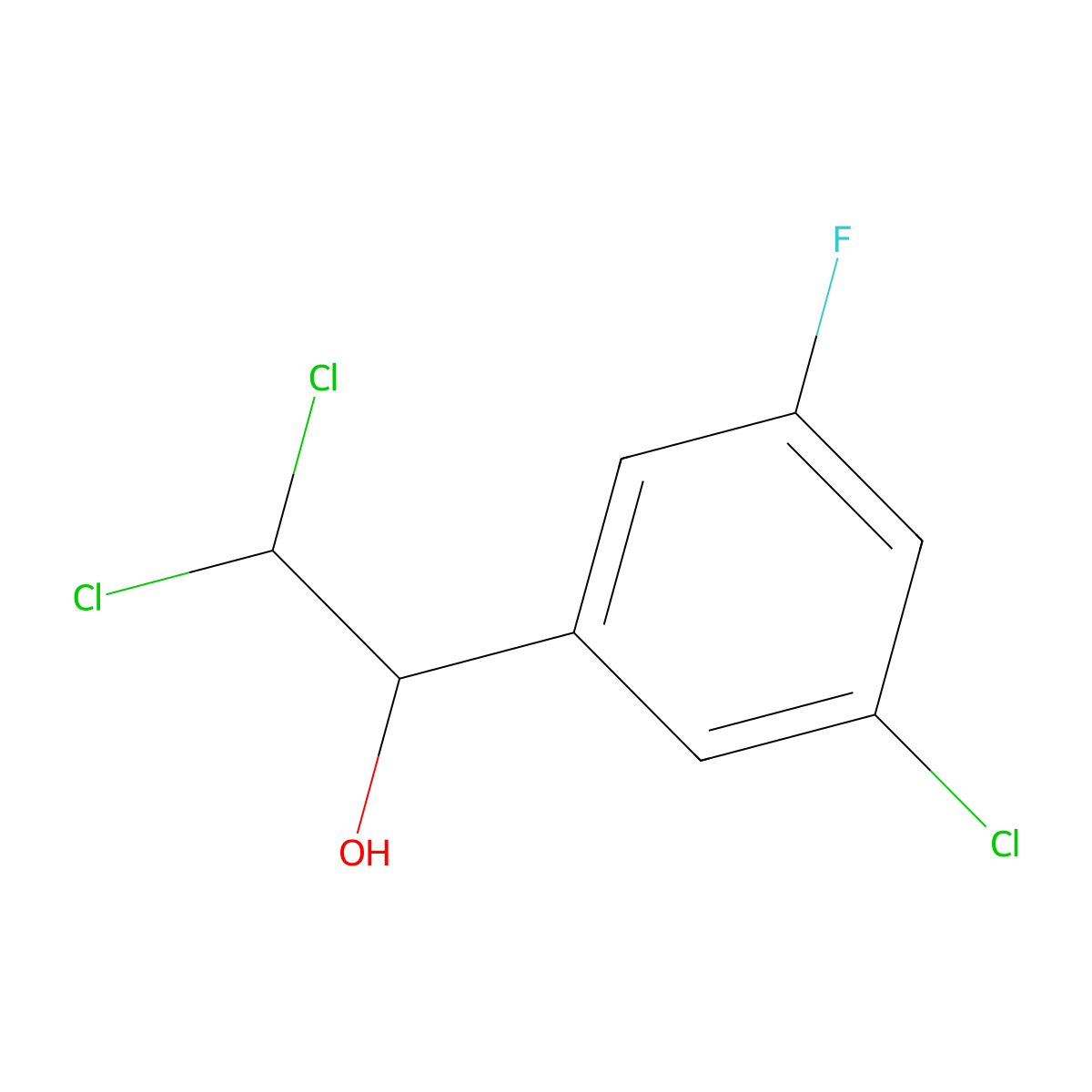 2,2-Dichloro-1-(3-chloro-5-fluorophenyl)ethanol molecular structure, CAS 2734773-16-9