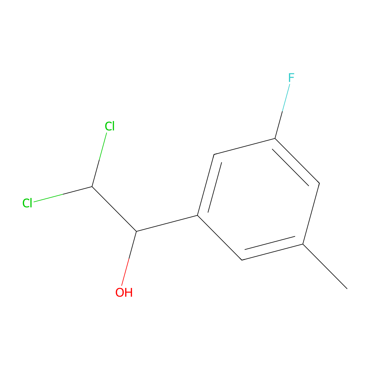 2,2-Dichloro-1-(3-fluoro-5-methylphenyl)ethanol molecular structure, CAS 2734773-17-0