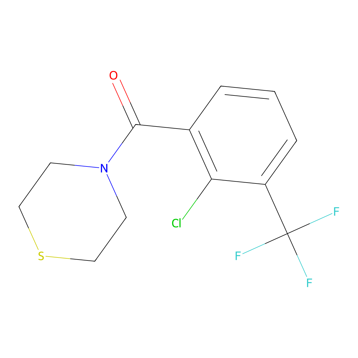 (2-Chloro-3-(trifluoromethyl)phenyl)(thiomorpholino)methanone molecular structure, CAS 2734773-20-5