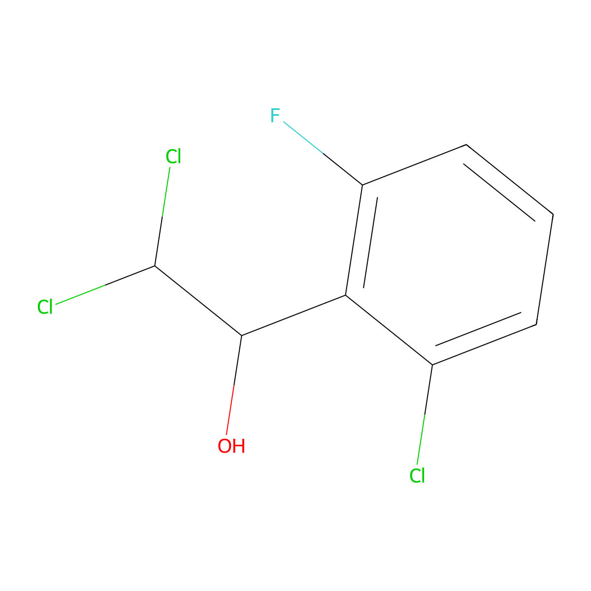 2,2-Dichloro-1-(2-chloro-6-fluorophenyl)ethanol molecular structure, CAS 2734773-25-0