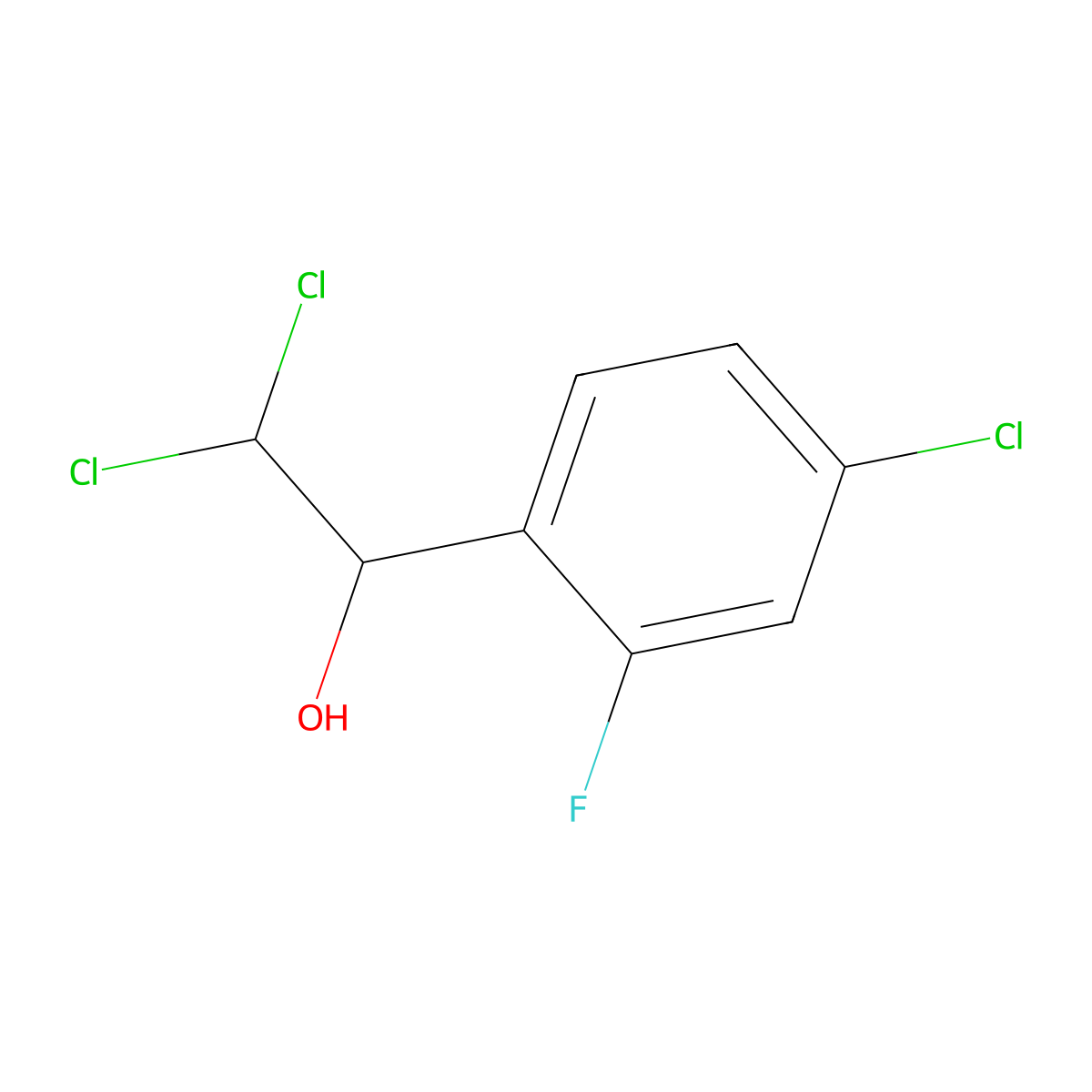 2,2-Dichloro-1-(4-chloro-2-fluorophenyl)ethanol molecular structure, CAS 2734773-26-1