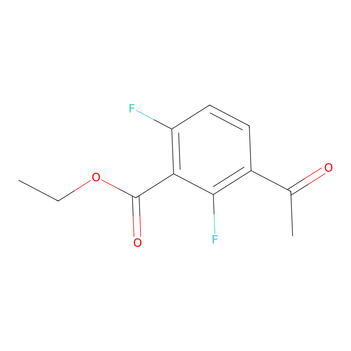 Ethyl 3-acetyl-2,6-difluorobenzoate molecular structure, CAS 2734773-27-2