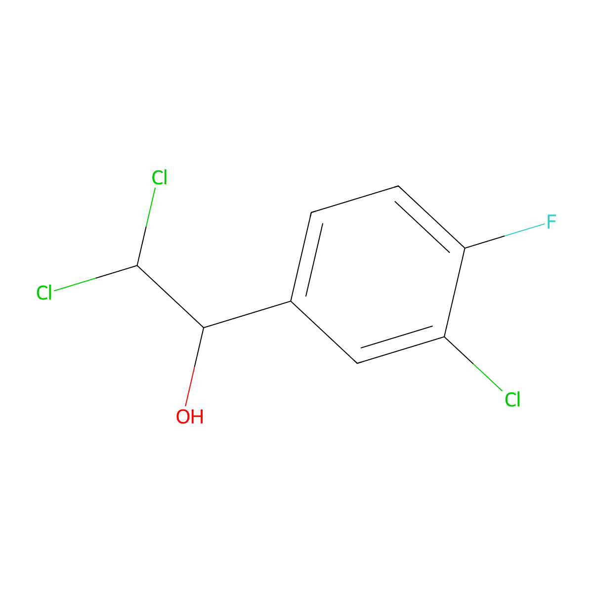 2,2-Dichloro-1-(3-chloro-4-fluorophenyl)ethanol molecular structure, CAS 2734773-29-4