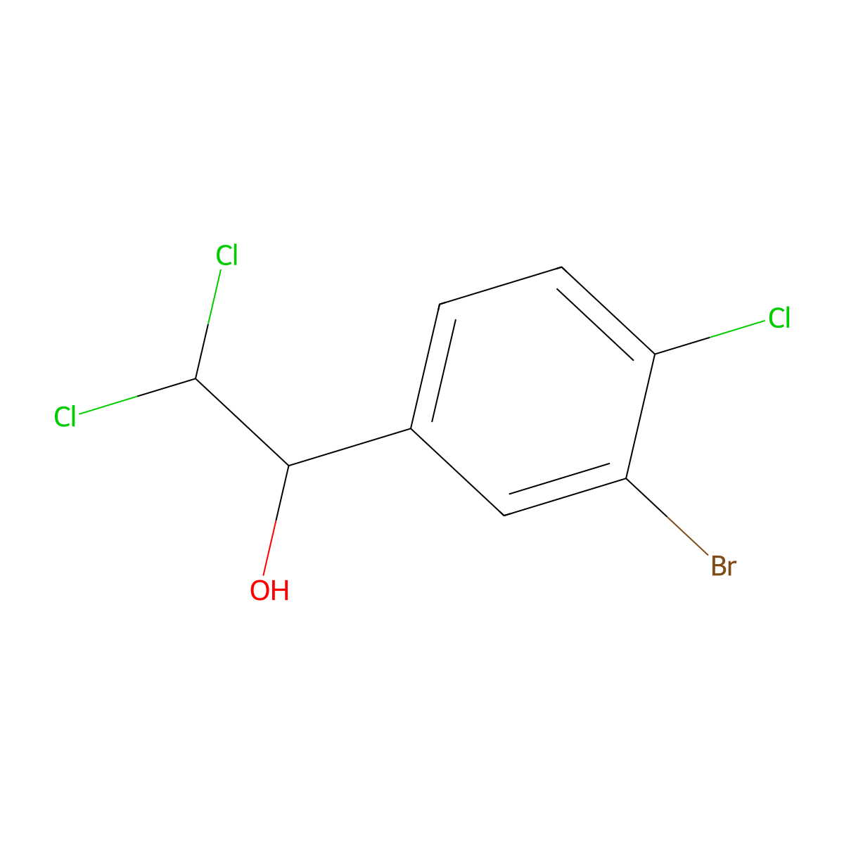 1-(3-Bromo-4-chlorophenyl)-2,2-dichloroethanol molecular structure, CAS 2734773-32-9