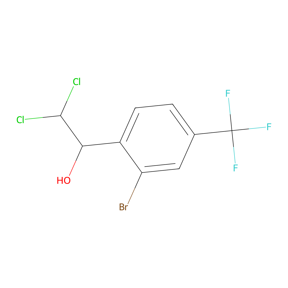 1-(2-Bromo-4-(trifluoromethyl)phenyl)-2,2-dichloroethanol molecular structure, CAS 2734773-37-4