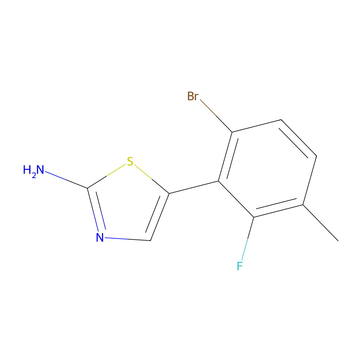 5-(6-Bromo-2-fluoro-3-methylphenyl)thiazol-2-amine molecular structure, CAS 2734773-39-6