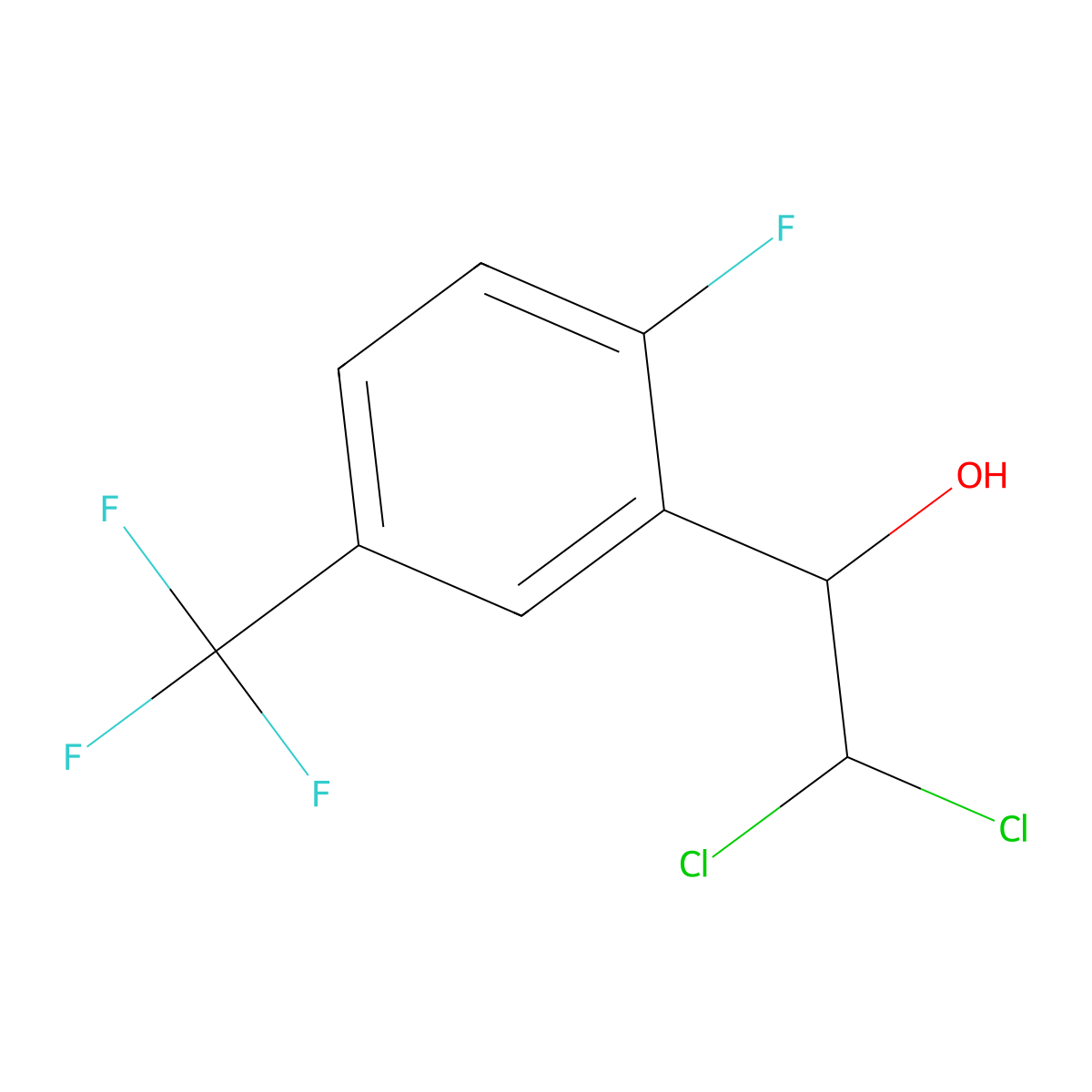 2,2-Dichloro-1-(2-fluoro-5-(trifluoromethyl)phenyl)ethanol molecular structure, CAS 2734773-43-2