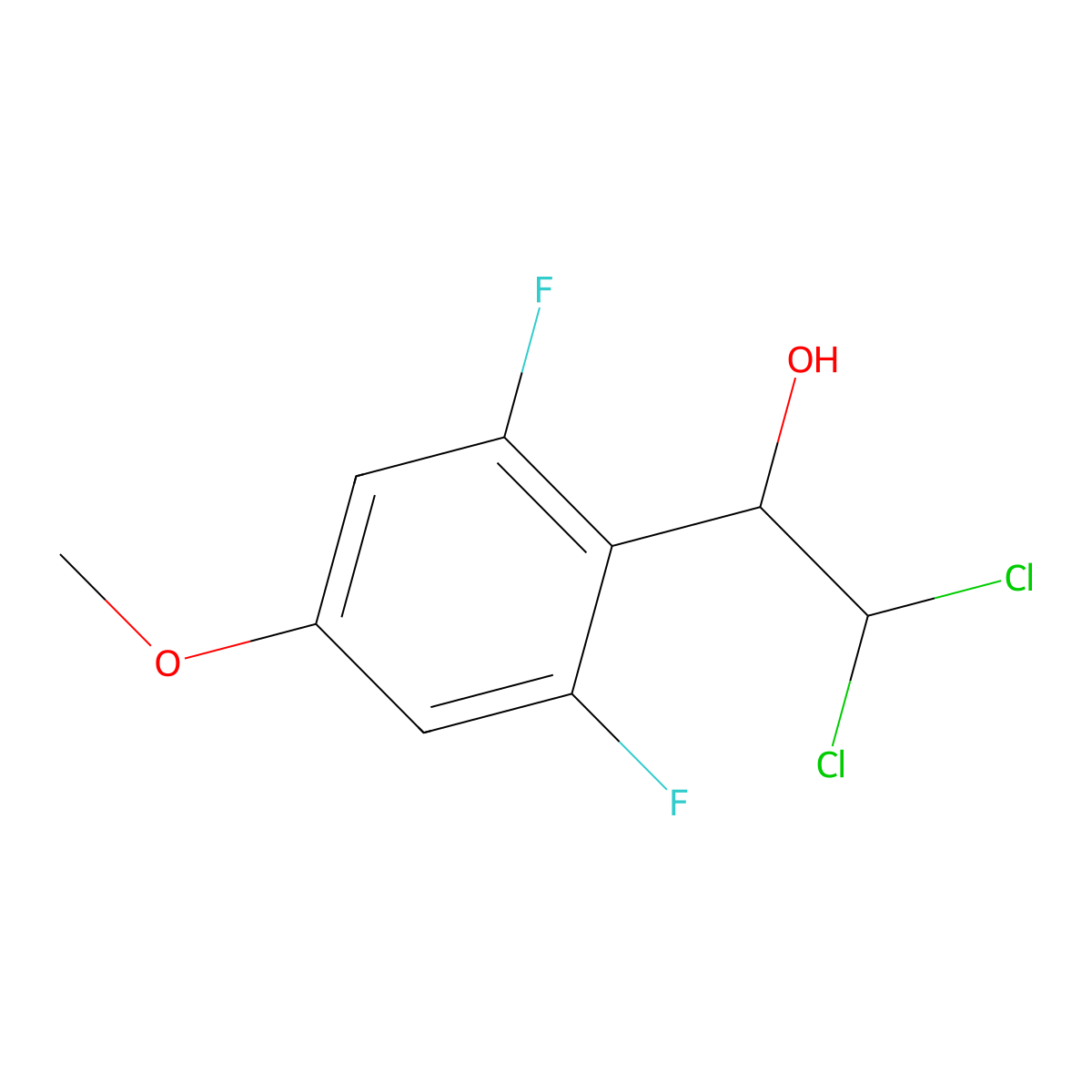 2,2-Dichloro-1-(2,6-difluoro-4-methoxyphenyl)ethanol molecular structure, CAS 2734773-46-5