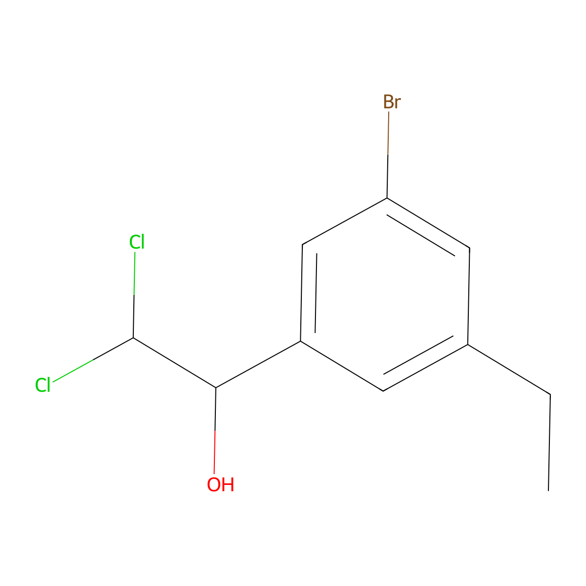 1-(3-Bromo-5-ethylphenyl)-2,2-dichloroethanol molecular structure, CAS 2734773-49-8
