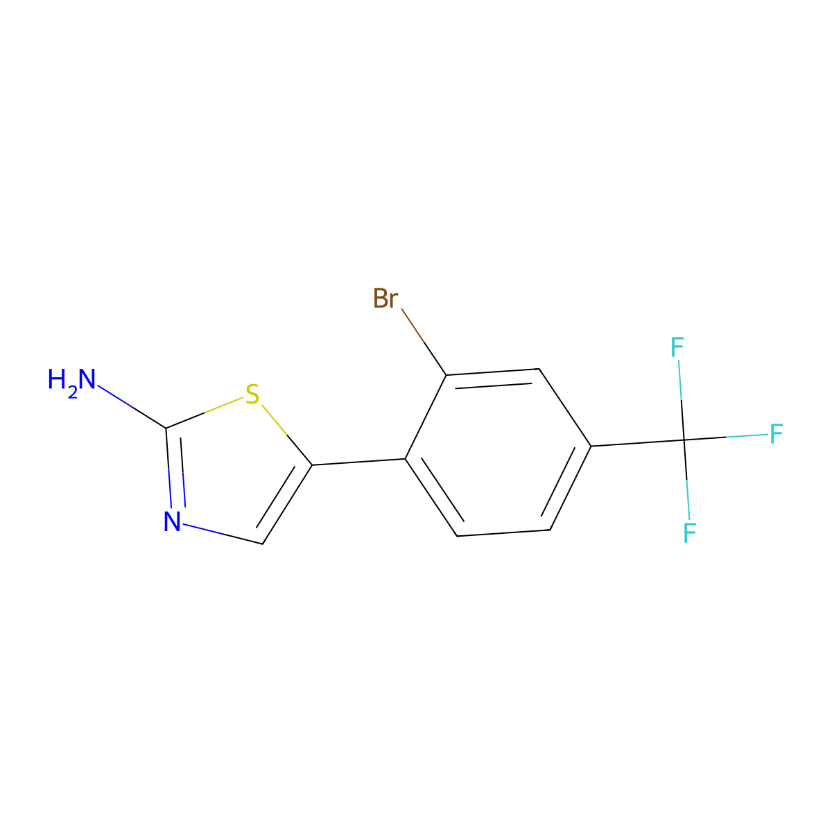 5-(2-Bromo-4-(trifluoromethyl)phenyl)thiazol-2-amine molecular structure, CAS 2734773-51-2