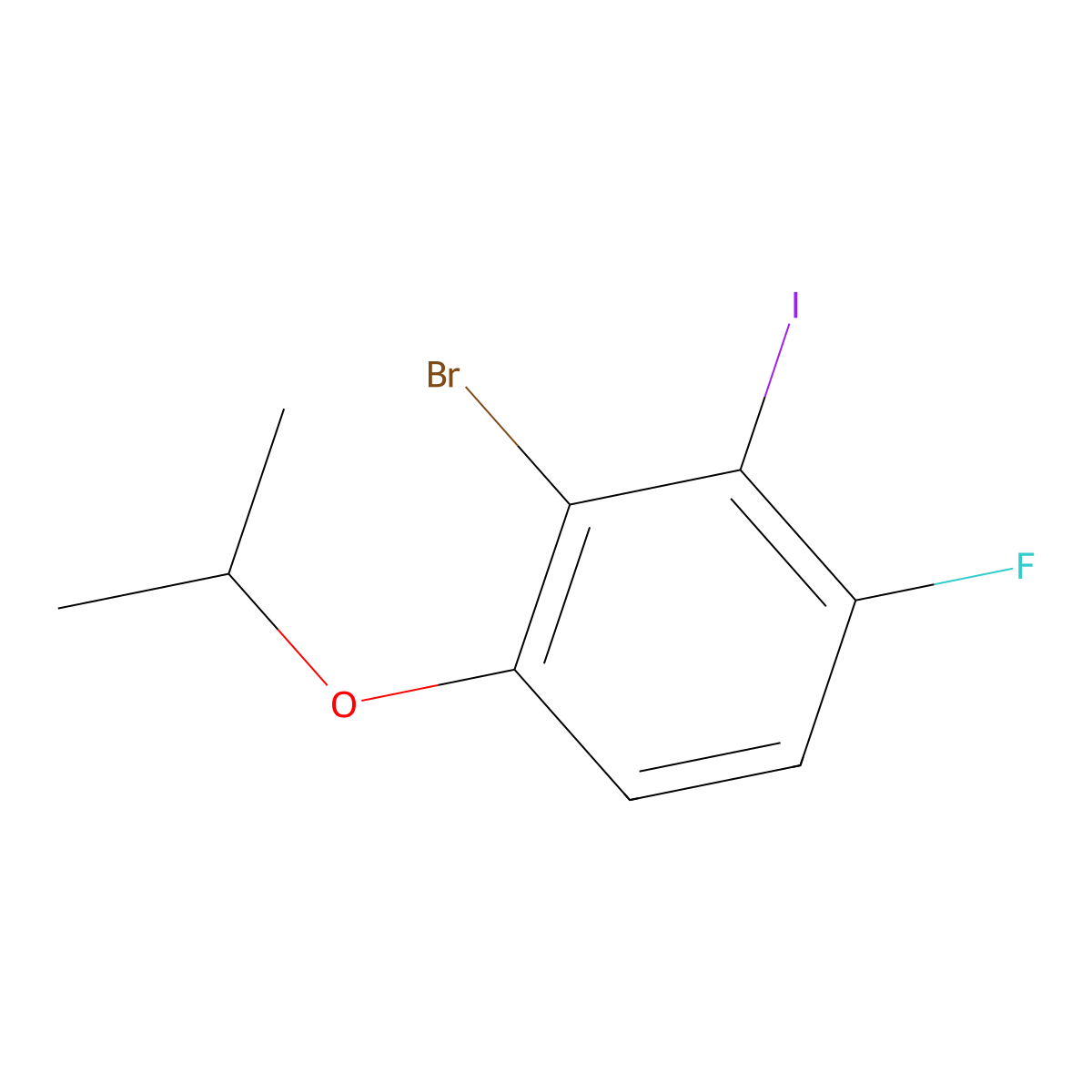 2-Bromo-4-fluoro-3-iodo-1-isopropoxybenzene molecular structure, CAS 2734773-52-3