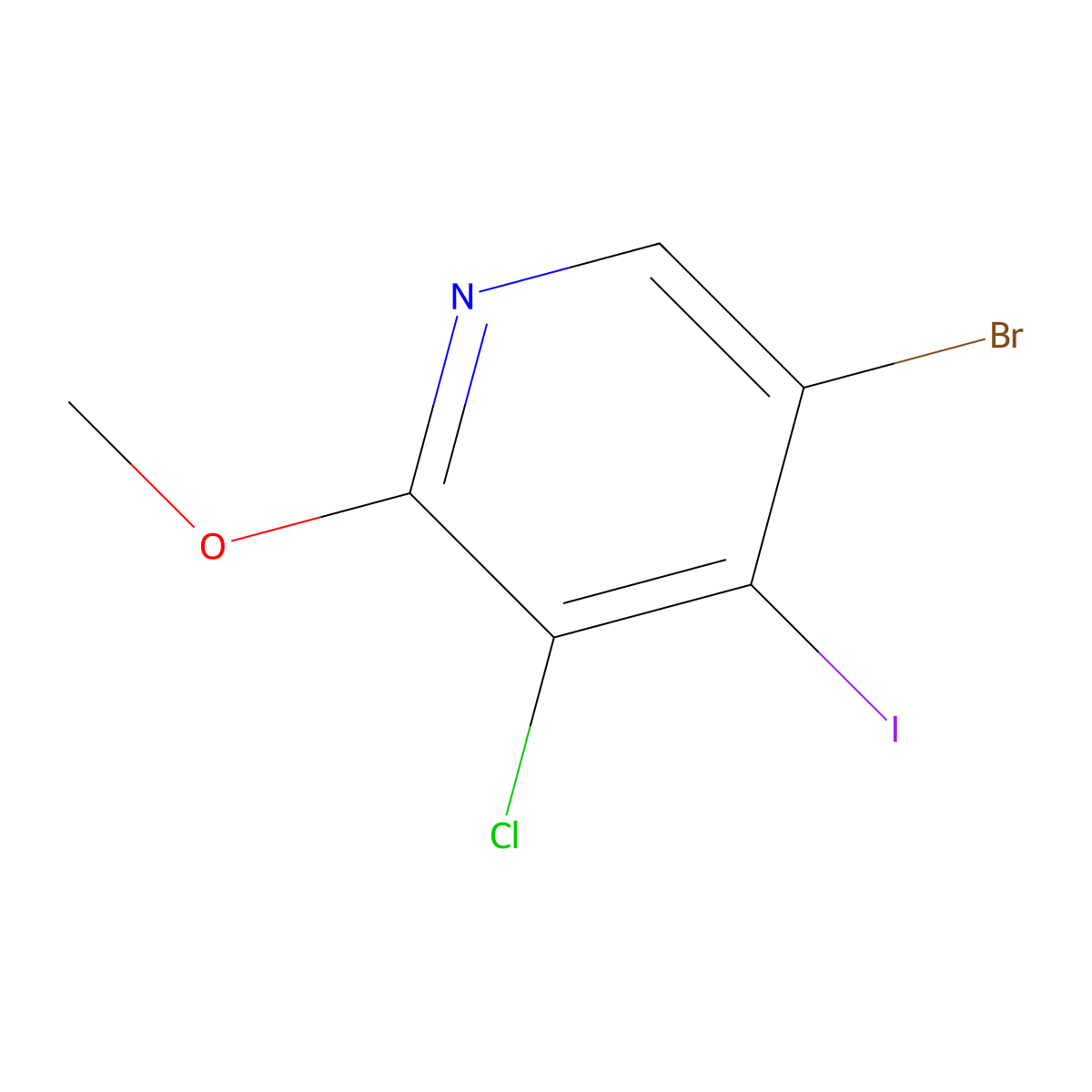 5-Bromo-3-chloro-4-iodo-2-methoxypyridine molecular structure, CAS 2734773-59-0