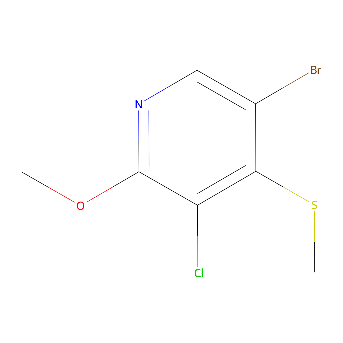 5-Bromo-3-chloro-2-methoxy-4-(methylthio)pyridine molecular structure, CAS 2734773-60-3