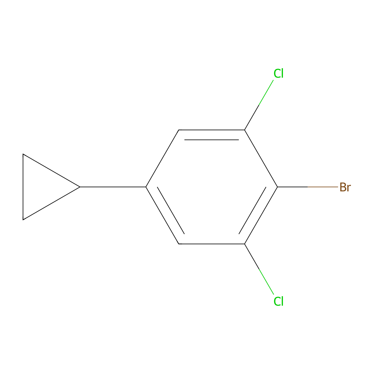 2-Bromo-1,3-dichloro-5-cyclopropylbenzene molecular structure, CAS 2734773-63-6