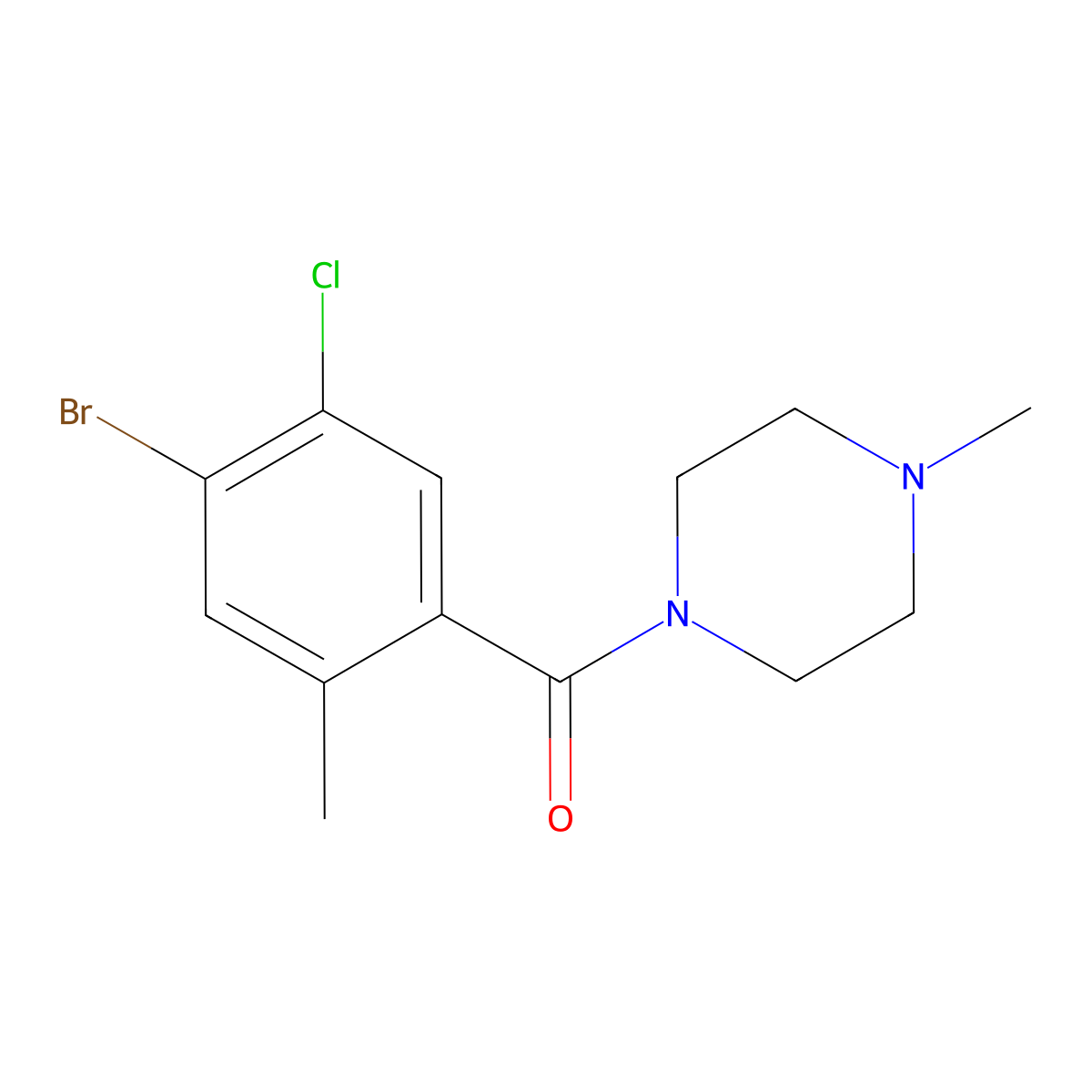 (4-Bromo-5-chloro-2-methylphenyl)(4-methylpiperazin-1-yl)methanone molecular structure, CAS 2734773-71-6