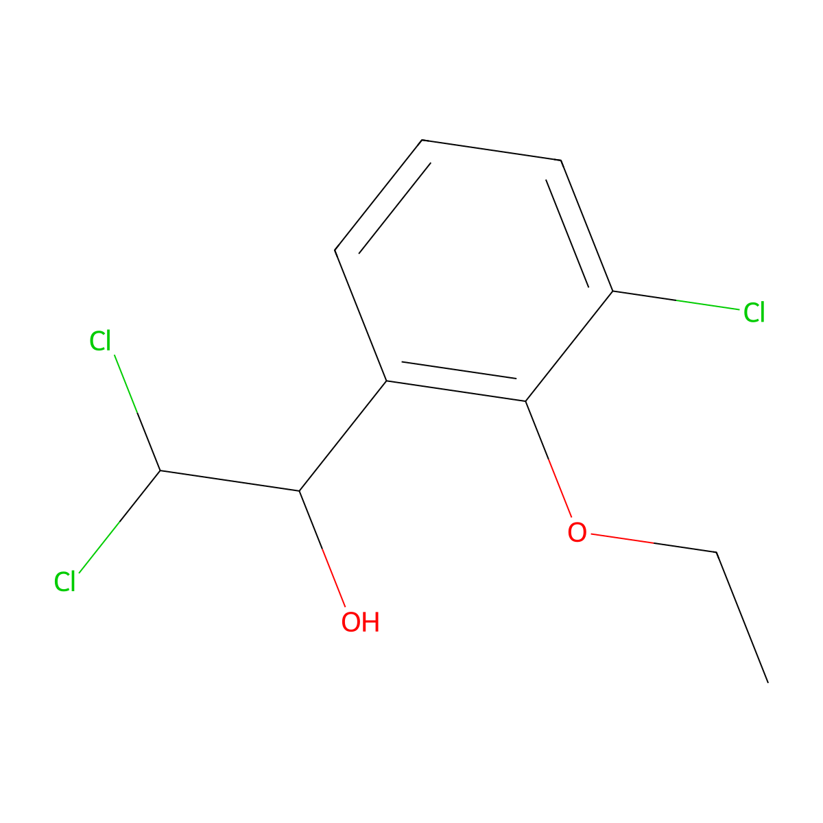 2,2-Dichloro-1-(3-chloro-2-ethoxyphenyl)ethanol molecular structure, CAS 2734773-82-9
