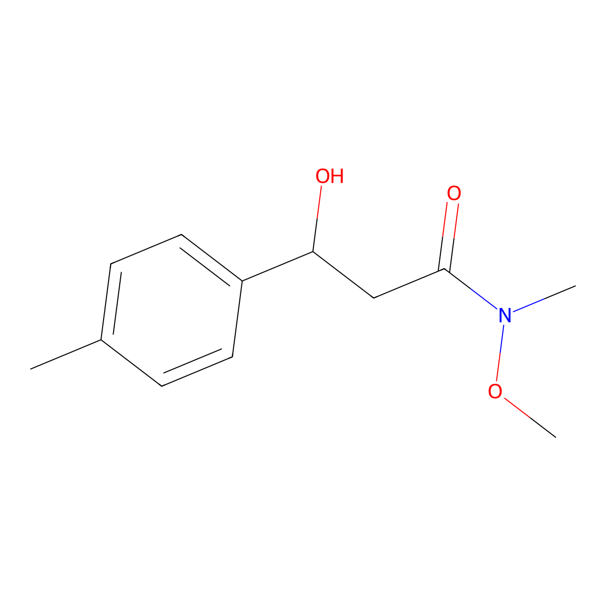 3-Hydroxy-N-methoxy-N-methyl-3-(p-tolyl)propanamide molecular structure, CAS 2734773-93-2