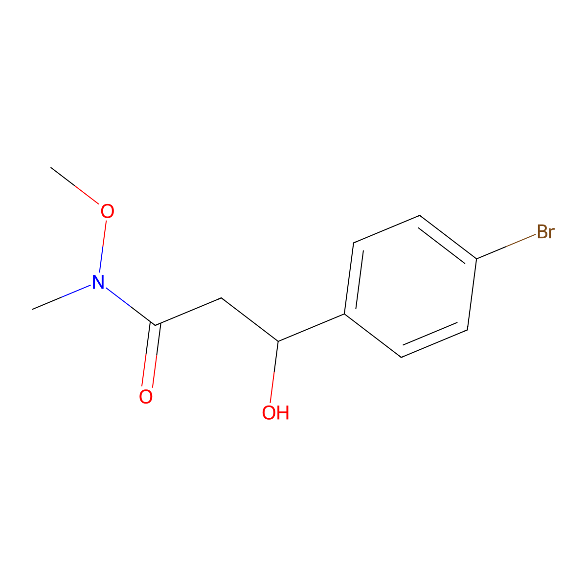 3-(4-Bromophenyl)-3-hydroxy-N-methoxy-N-methylpropanamide molecular structure, CAS 2734773-95-4