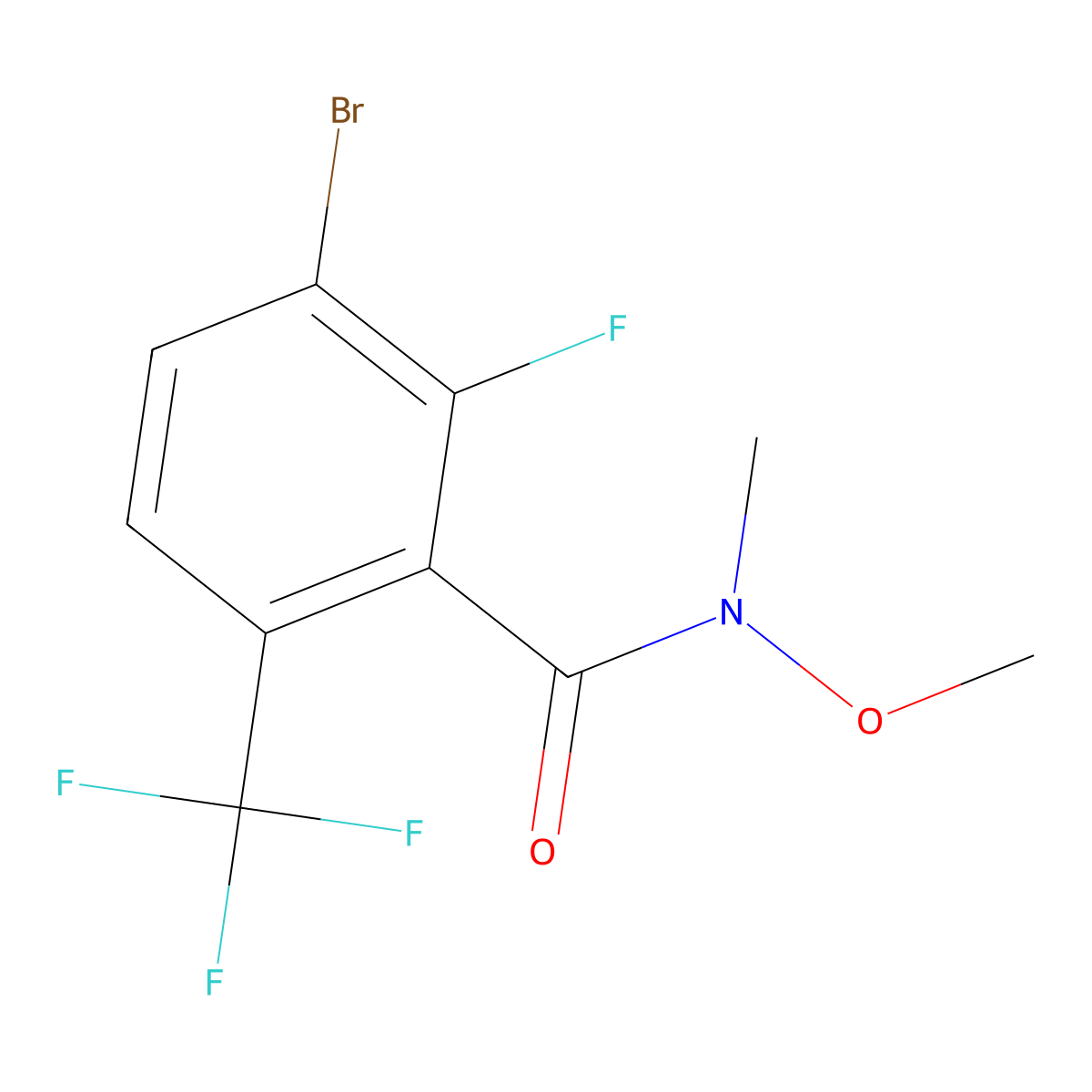 3-Bromo-2-fluoro-N-methoxy-N-methyl-6-(trifluoromethyl)benzamide molecular structure, CAS 2734774-10-6