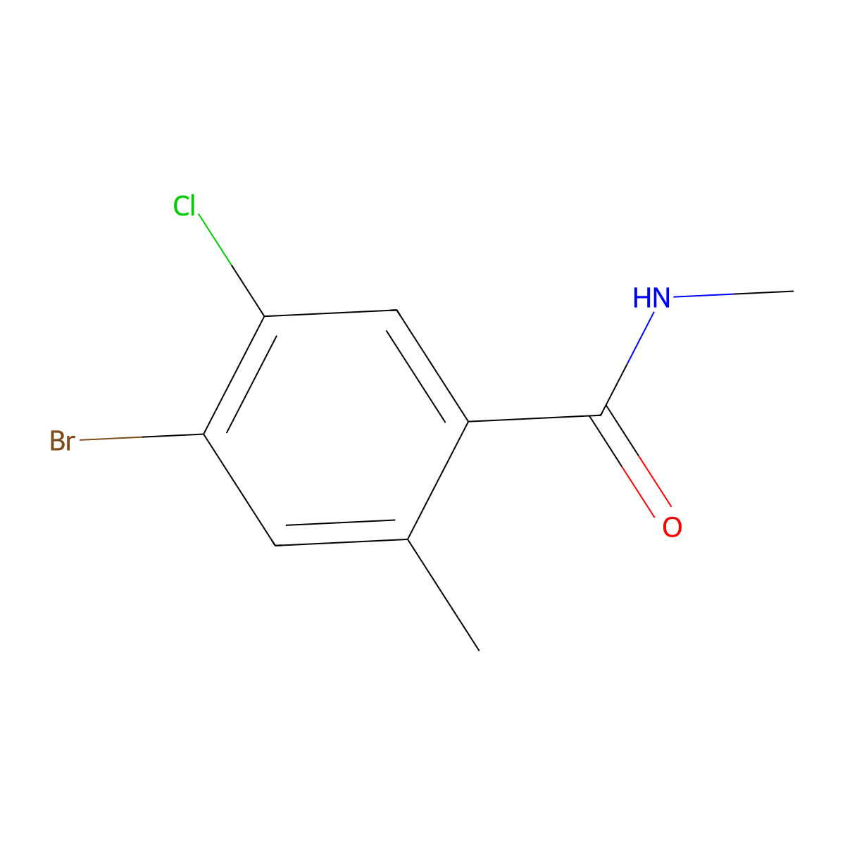 4-Bromo-5-chloro-N,2-dimethylbenzamide molecular structure, CAS 2734774-15-1