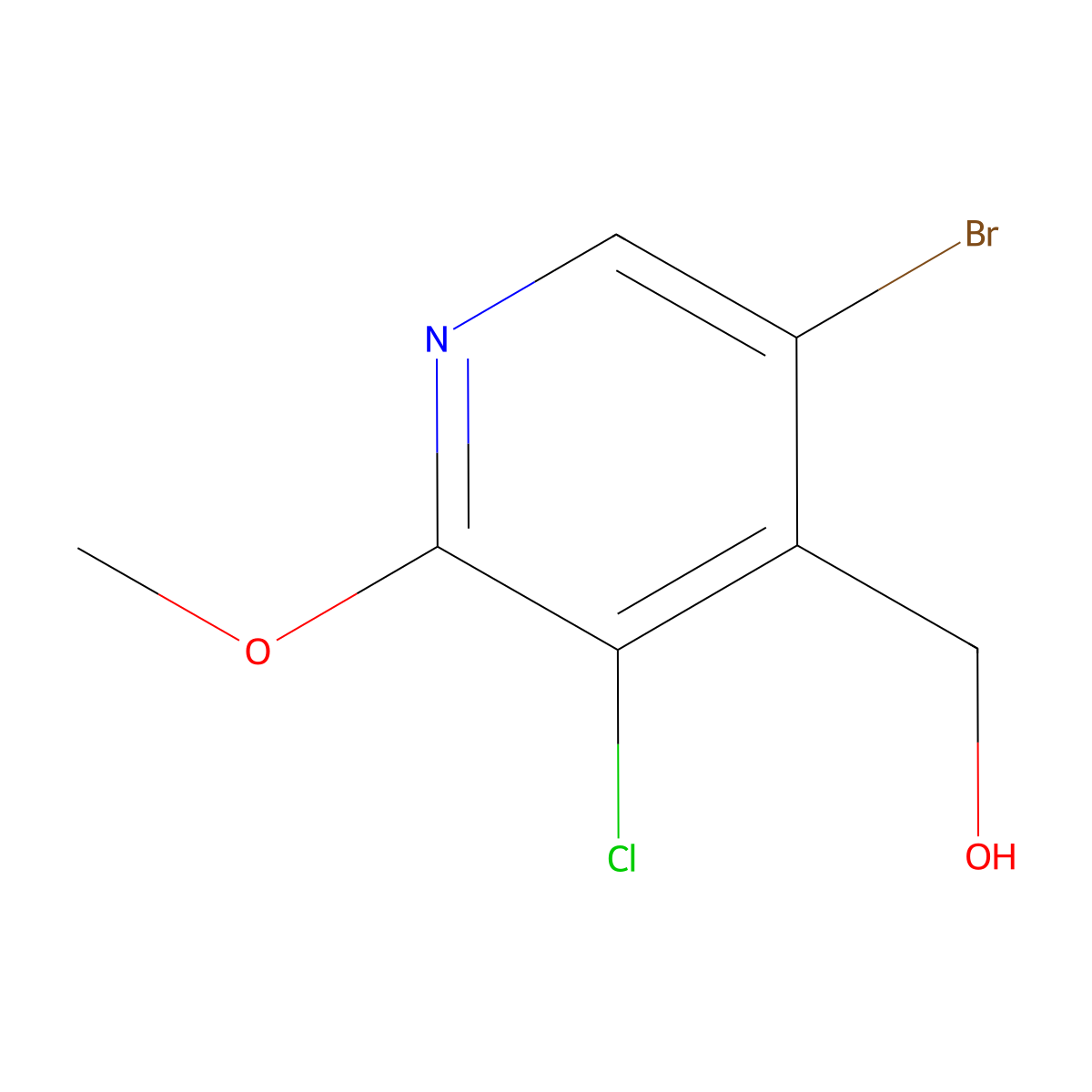 (5-Bromo-3-chloro-2-methoxypyridin-4-yl)methanol molecular structure, CAS 2734774-29-7