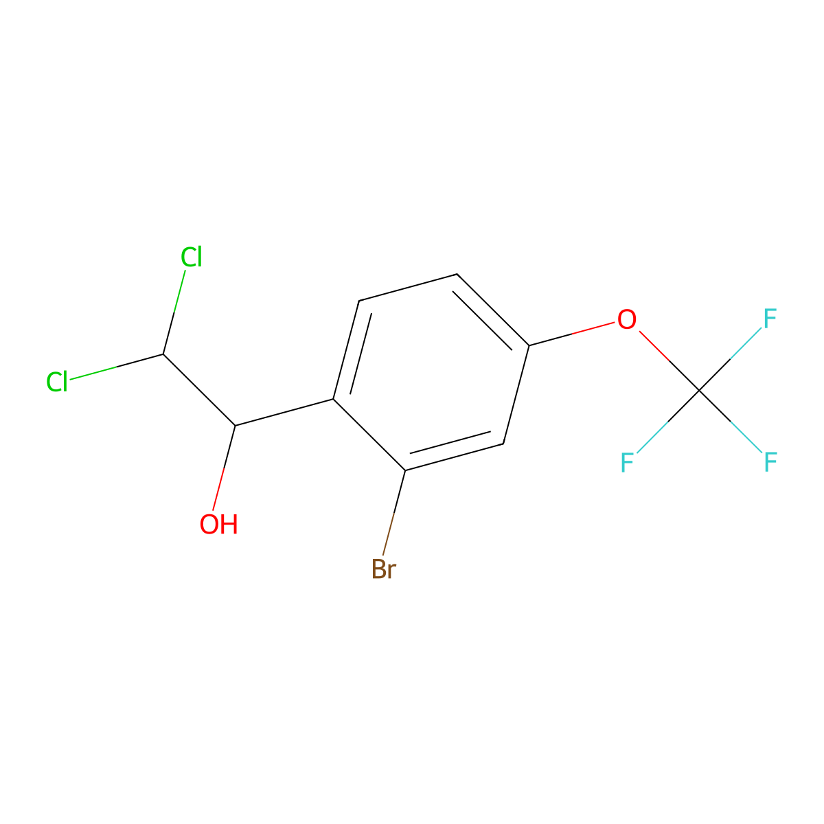 1-(2-Bromo-4-(trifluoromethoxy)phenyl)-2,2-dichloroethanol molecular structure, CAS 2734774-36-6