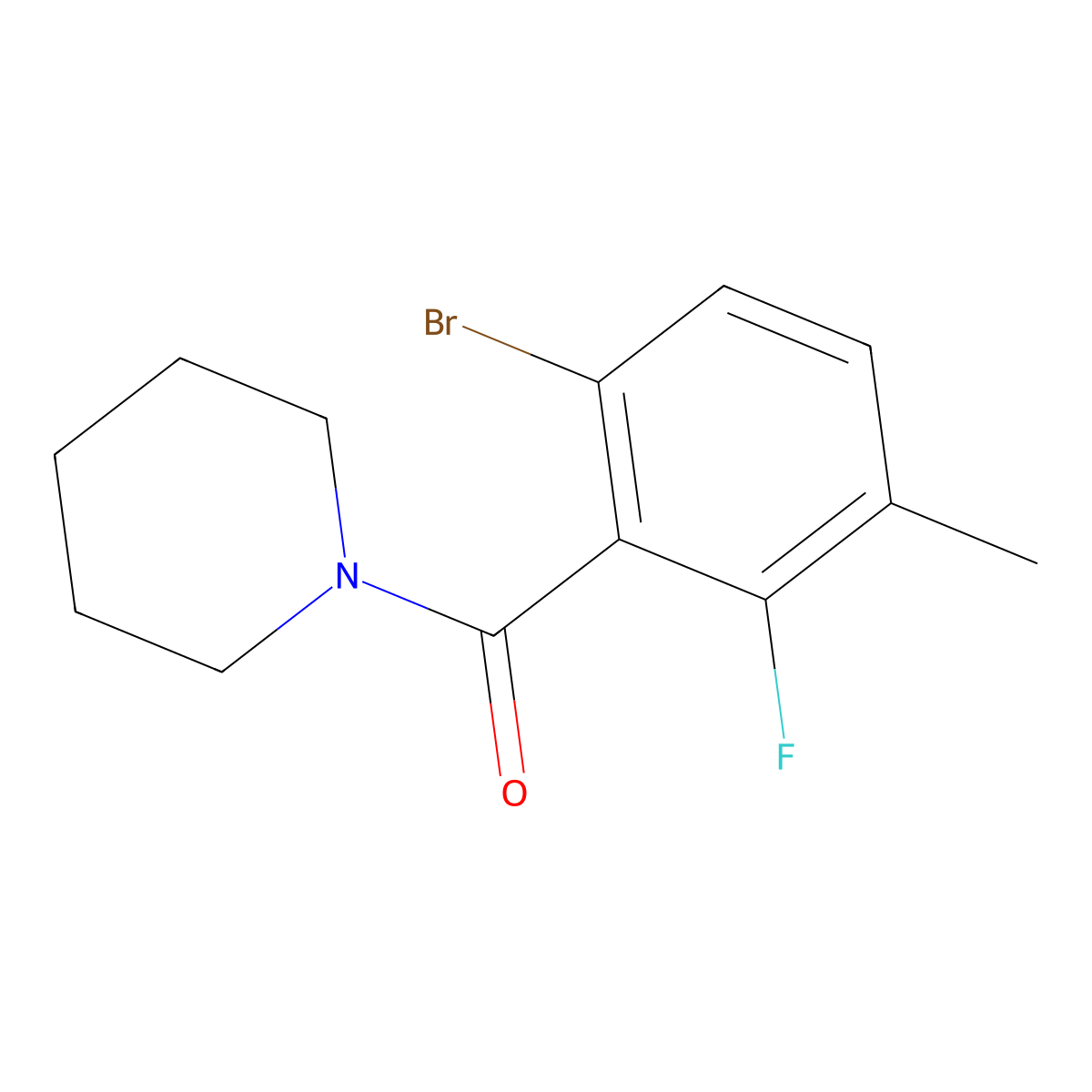 (6-Bromo-2-fluoro-3-methylphenyl)(piperidin-1-yl)methanone molecular structure, CAS 2734774-40-2