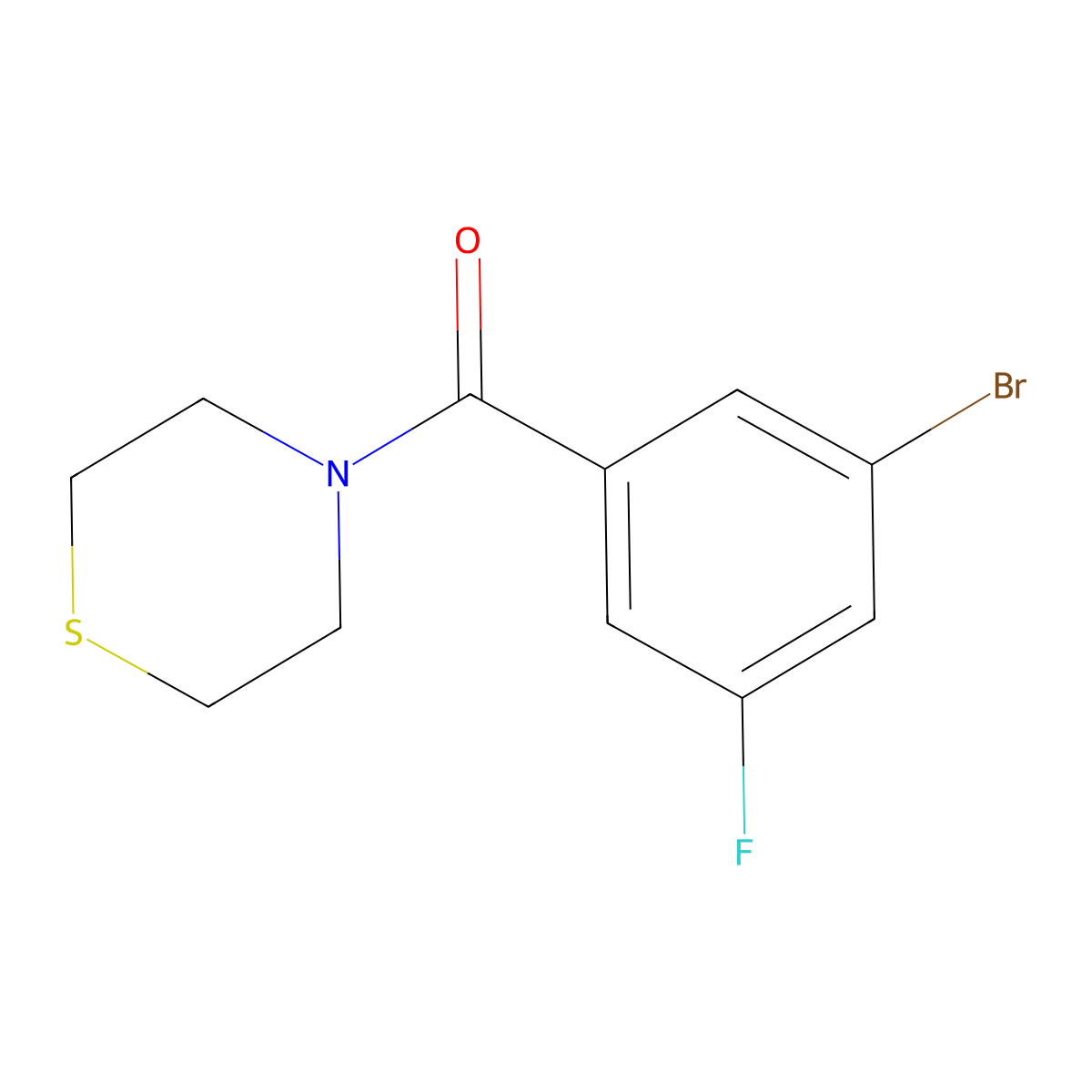 (3-Bromo-5-fluorophenyl)(thiomorpholino)methanone molecular structure, CAS 2734774-46-8