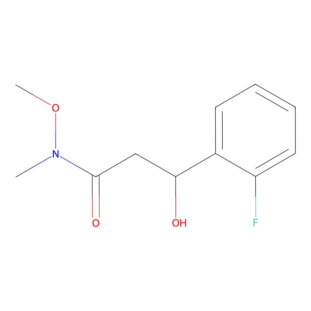 3-(2-Fluorophenyl)-3-hydroxy-N-methoxy-N-methylpropanamide molecular structure, CAS 2734774-49-1