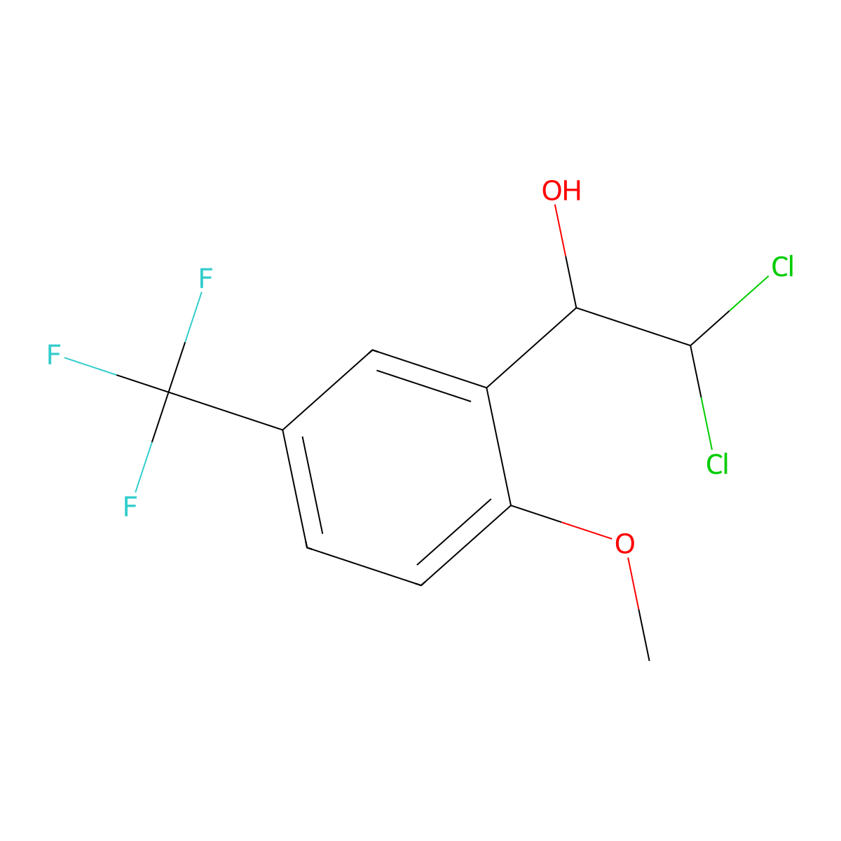 2,2-Dichloro-1-(2-methoxy-5-(trifluoromethyl)phenyl)ethanol molecular structure, CAS 2734774-50-4