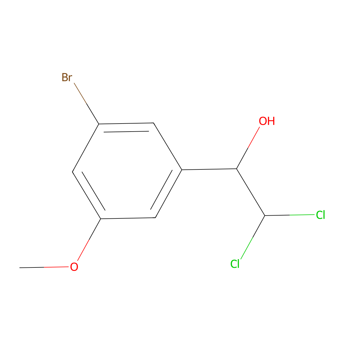 1-(3-Bromo-5-methoxyphenyl)-2,2-dichloroethanol molecular structure, CAS 2734774-57-1