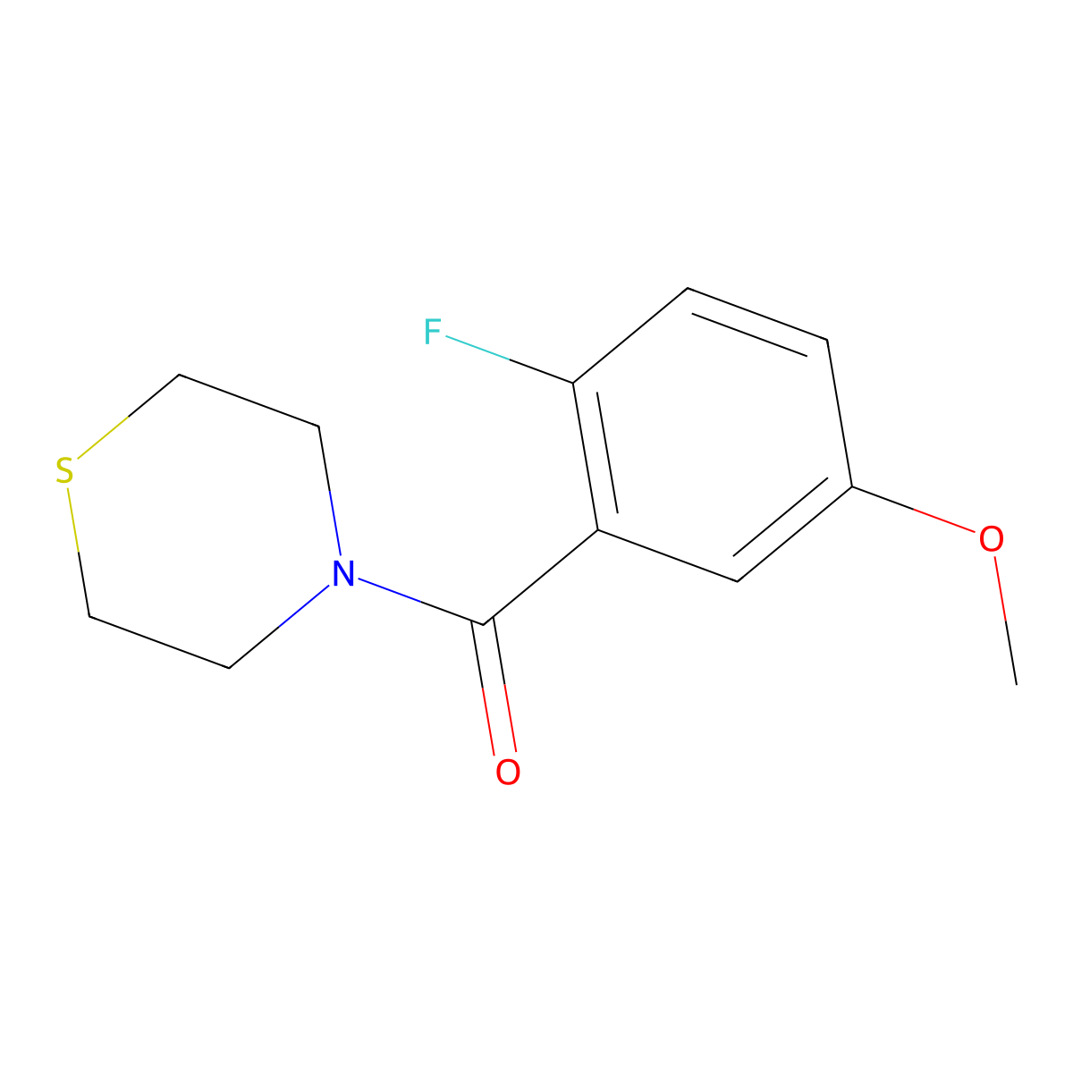 (2-Fluoro-5-methoxyphenyl)(thiomorpholino)methanone molecular structure, CAS 2734774-63-9