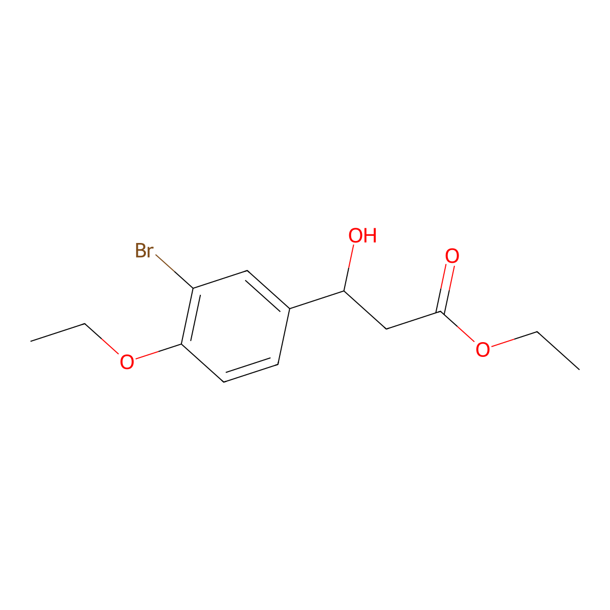 Ethyl 3-(3-bromo-4-ethoxyphenyl)-3-hydroxypropanoate molecular structure, CAS 2734774-70-8