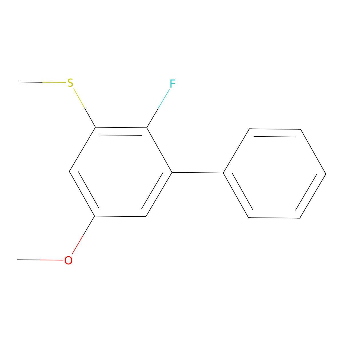 (2-Fluoro-5-methoxy-[1,1'-biphenyl]-3-yl)(methyl)sulfane molecular structure, CAS 2734774-72-0