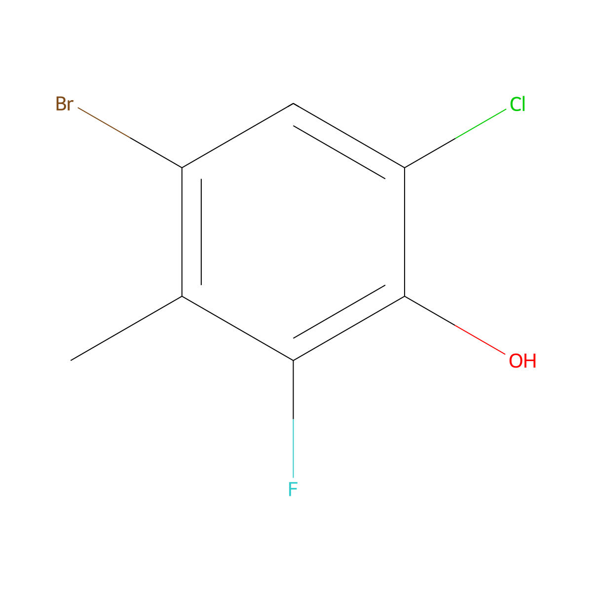 4-Bromo-6-chloro-2-fluoro-3-methylphenol molecular structure, CAS 2734774-76-4