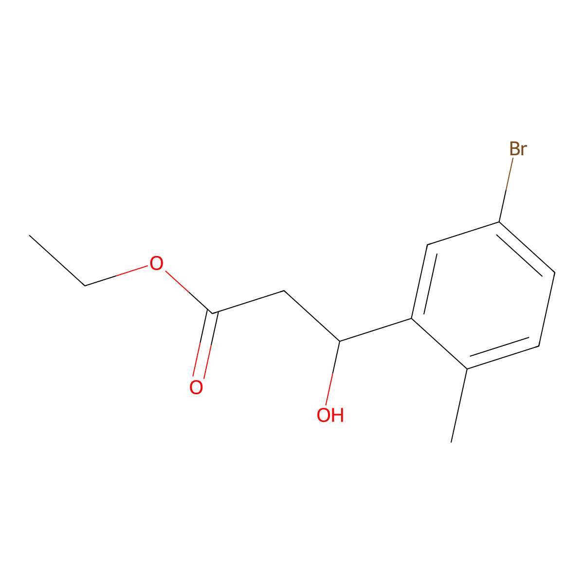 Ethyl 3-(5-bromo-2-methylphenyl)-3-hydroxypropanoate molecular structure, CAS 2734774-85-5