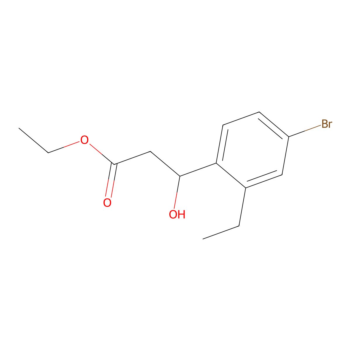 Ethyl 3-(4-bromo-2-ethylphenyl)-3-hydroxypropanoate molecular structure, CAS 2734774-90-2