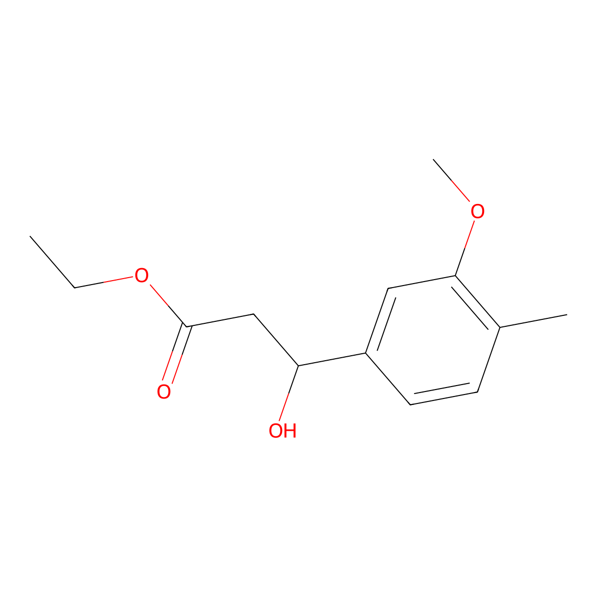 Ethyl 3-hydroxy-3-(3-methoxy-4-methylphenyl)propanoate molecular structure, CAS 2734774-95-7