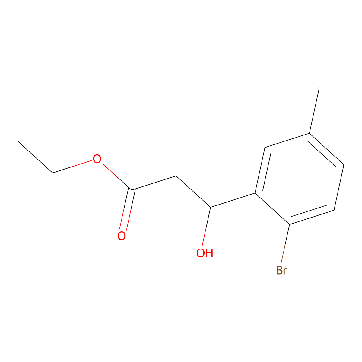 Ethyl 3-(2-bromo-5-methylphenyl)-3-hydroxypropanoate molecular structure, CAS 2734774-98-0