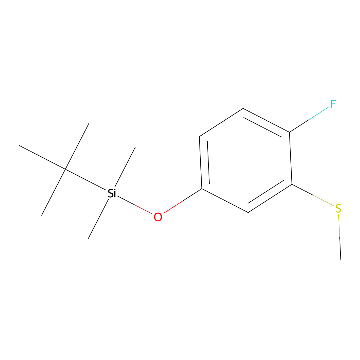 Tert-butyl(4-fluoro-3-(methylthio)phenoxy)dimethylsilane molecular structure, CAS 2734774-99-1