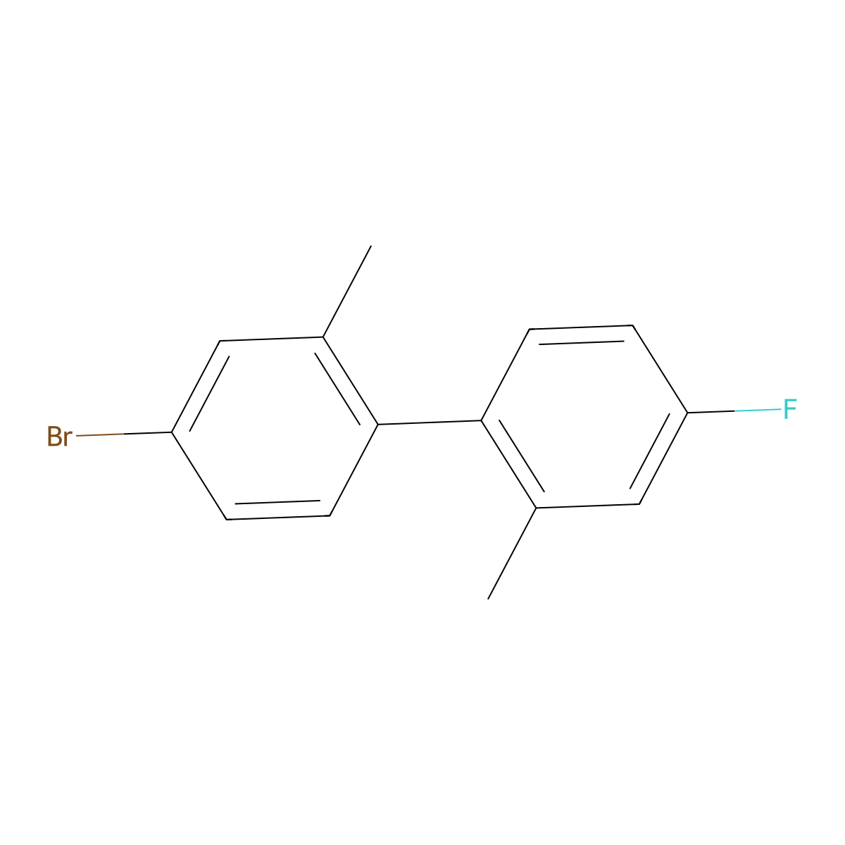 4-Bromo-4'-fluoro-2,2'-dimethyl-1,1'-biphenyl molecular structure, CAS 2734775-09-6