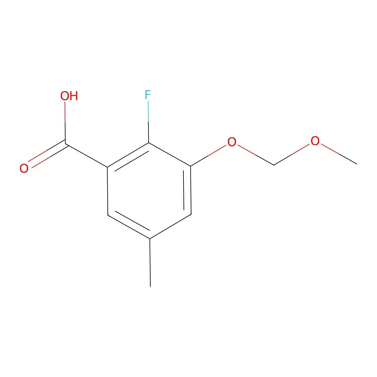 2-Fluoro-3-(methoxymethoxy)-5-methylbenzoic acid molecular structure, CAS 2734775-12-1