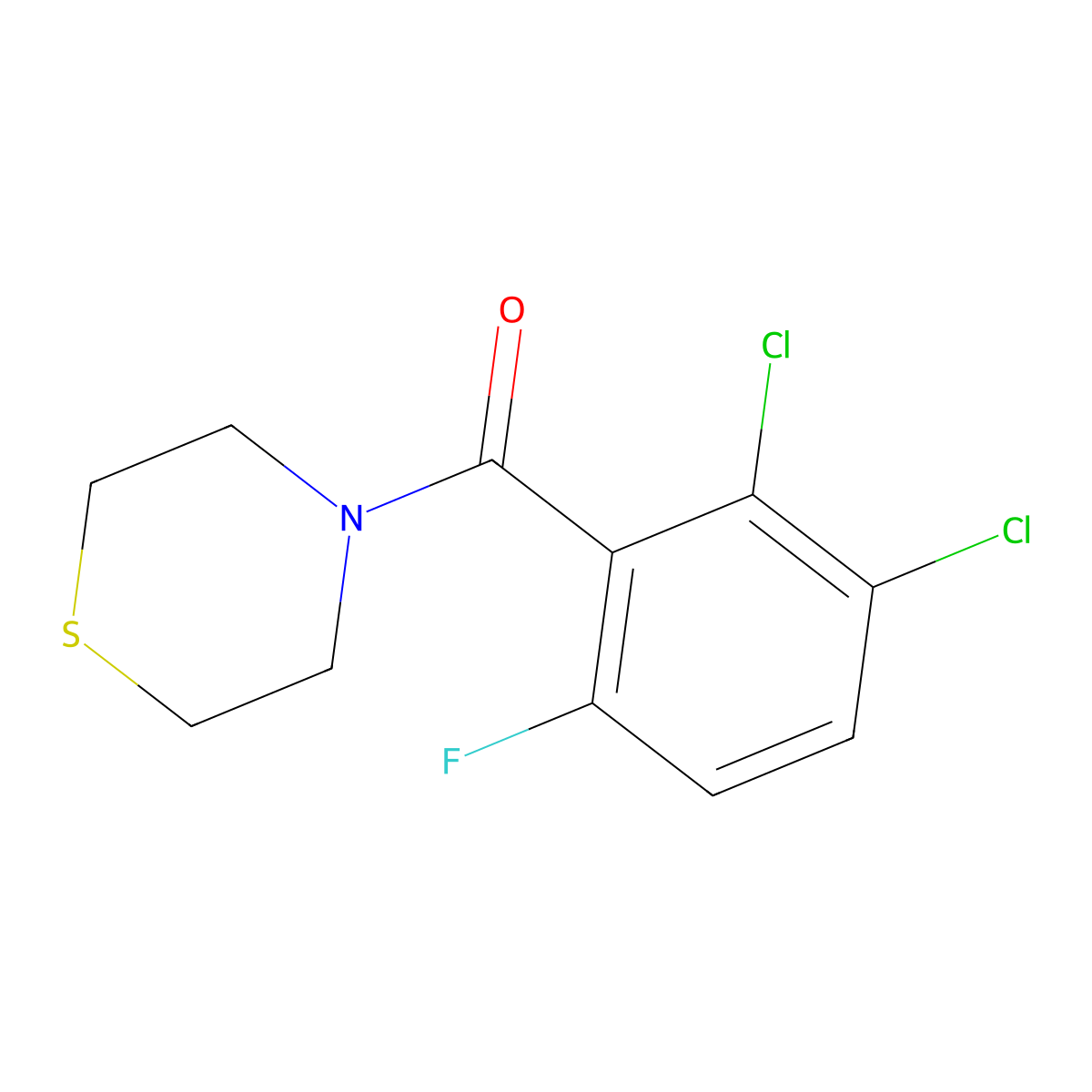 (2,3-Dichloro-6-fluorophenyl)(thiomorpholino)methanone molecular structure, CAS 2734775-19-8