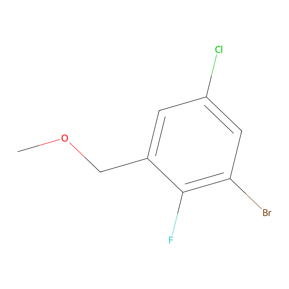1-Bromo-5-chloro-2-fluoro-3-(methoxymethyl)benzene molecular structure, CAS 2734775-25-6