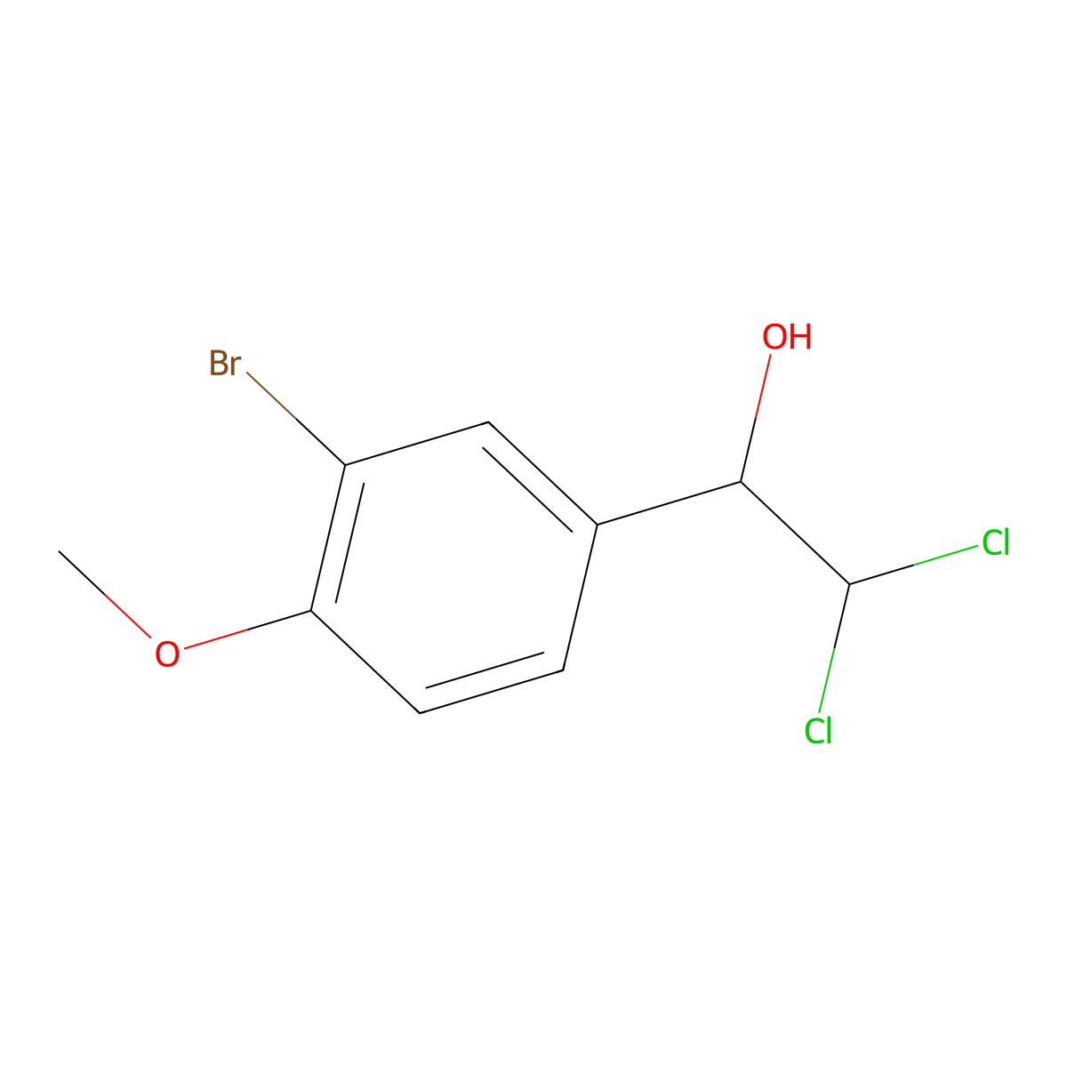 1-(3-Bromo-4-methoxyphenyl)-2,2-dichloroethanol molecular structure, CAS 2734775-30-3