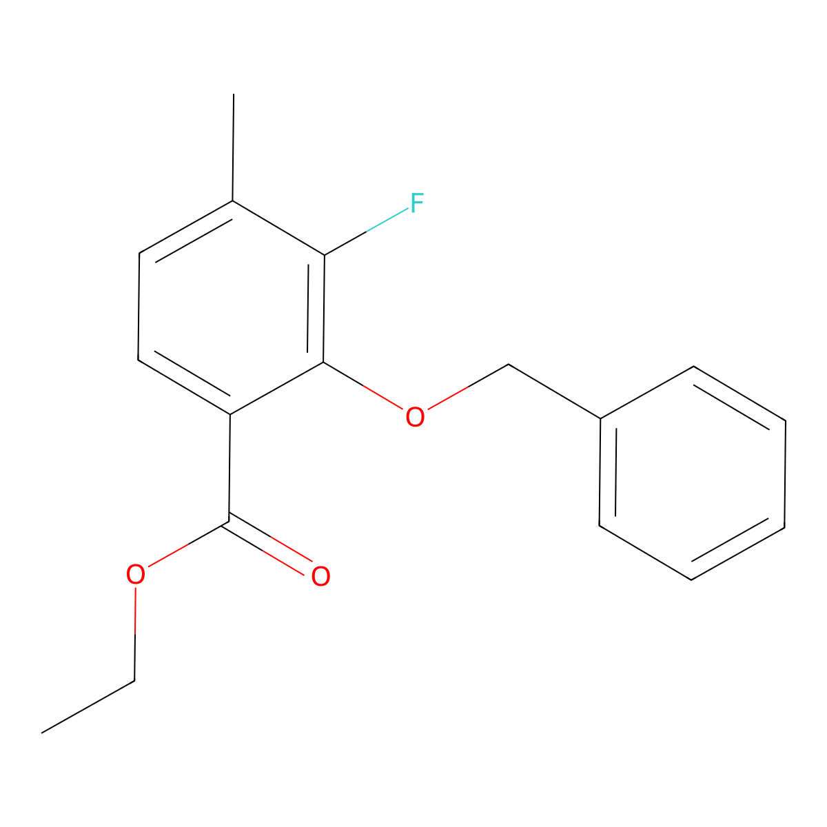 Ethyl 2-(benzyloxy)-3-fluoro-4-methylbenzoate molecular structure, CAS 2734775-32-5
