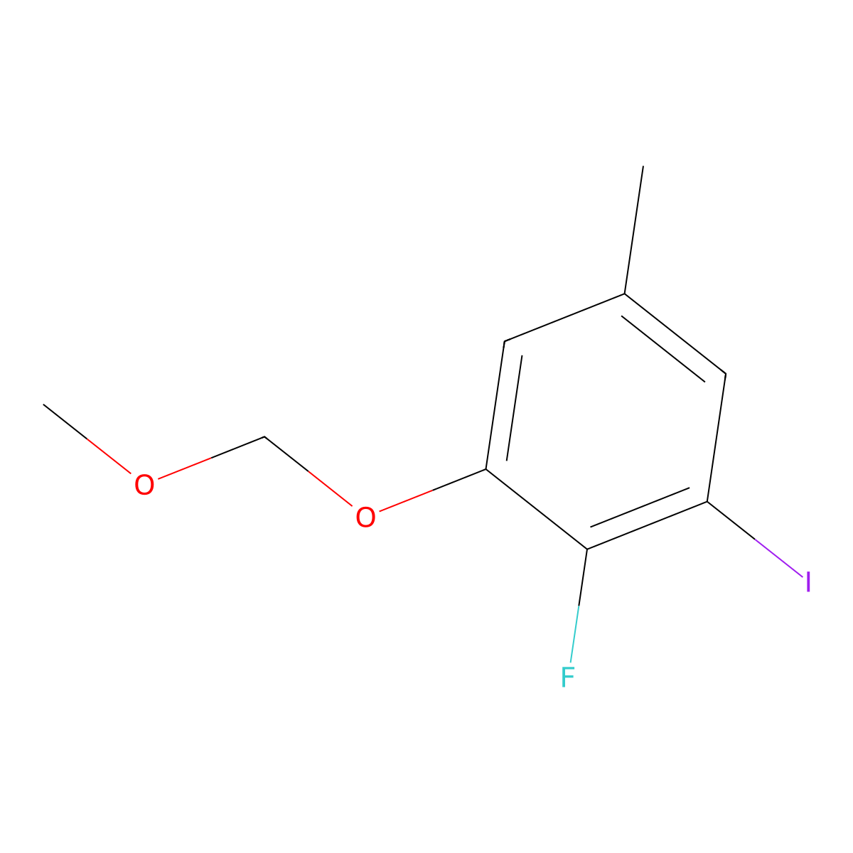 2-Fluoro-1-iodo-3-(methoxymethoxy)-5-methylbenzene molecular structure, CAS 2734775-36-9