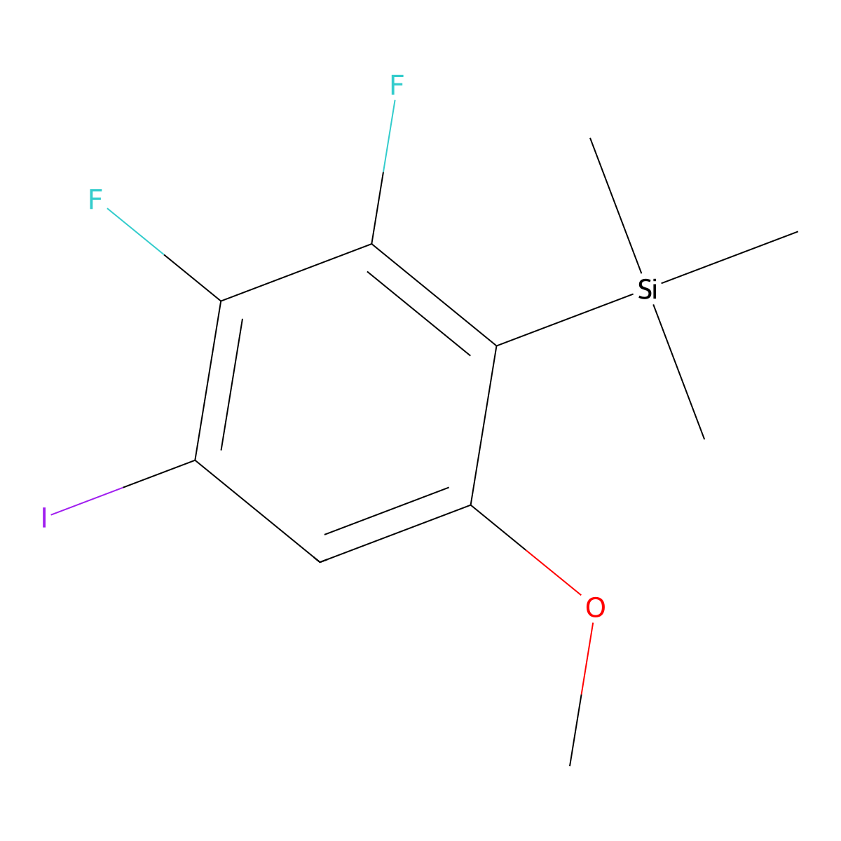 (2,3-Difluoro-4-iodo-6-methoxyphenyl)trimethylsilane molecular structure, CAS 2734775-39-2
