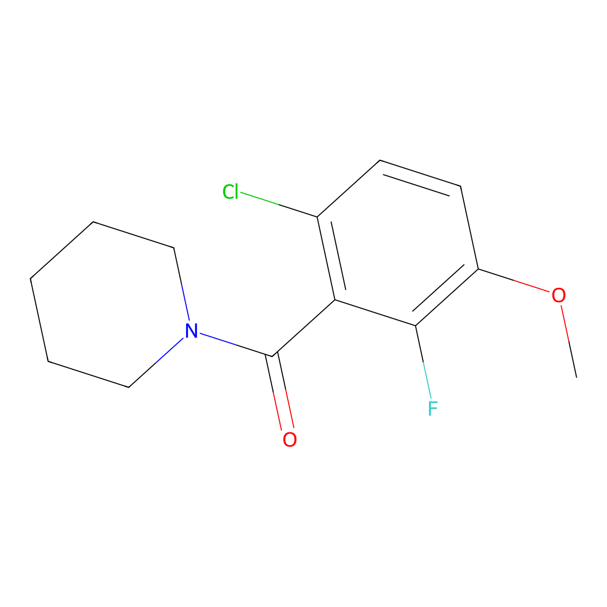 (6-Chloro-2-fluoro-3-methoxyphenyl)(piperidin-1-yl)methanone molecular structure, CAS 2734775-48-3