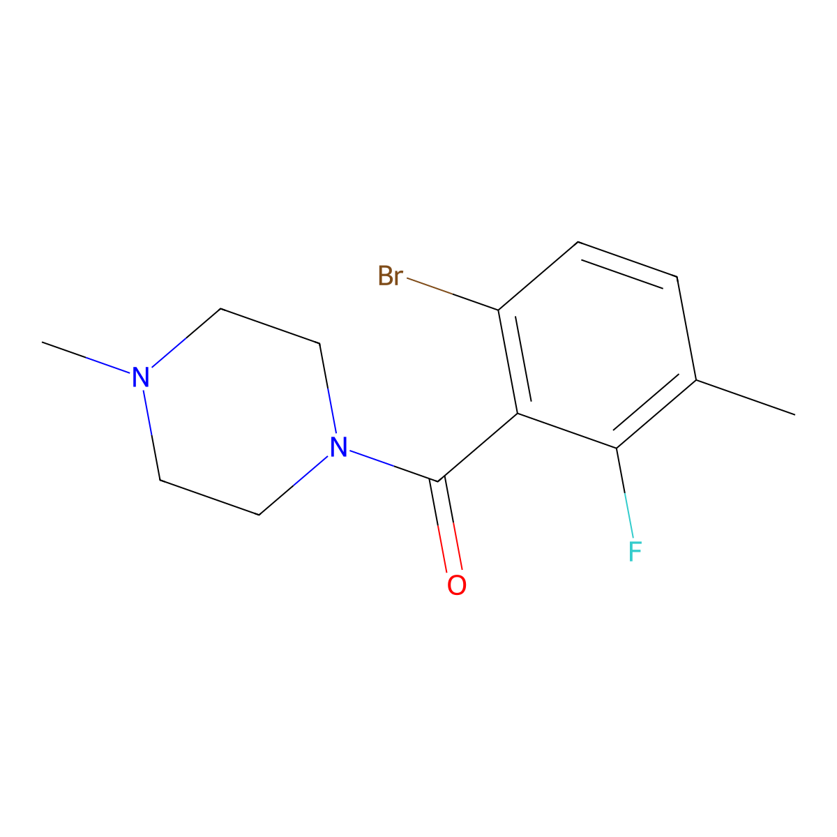 (6-Bromo-2-fluoro-3-methylphenyl)(4-methylpiperazin-1-yl)methanone molecular structure, CAS 2734775-52-9
